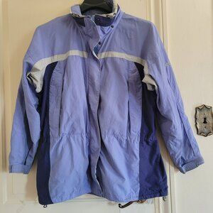 Columbia Womens XL Blue Windbreaker Jacket Full Zip Snap Water Resistant Outdoor